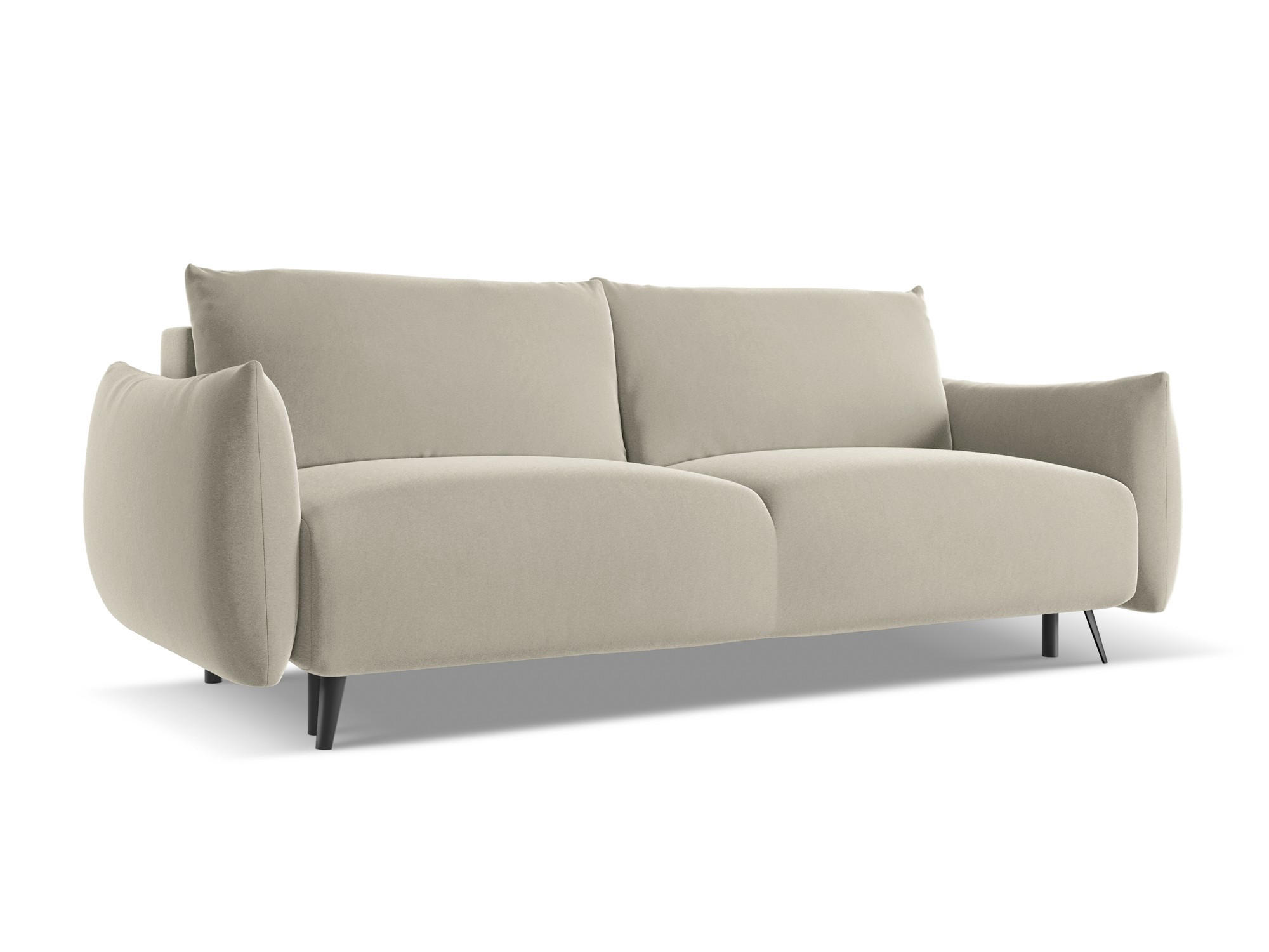 3-SITZER SOFA mit Schlaffunktion Samt Stoff Creme - Perlmutt/Creme, Textil/Metall (230/86/105cm) - Makamii
