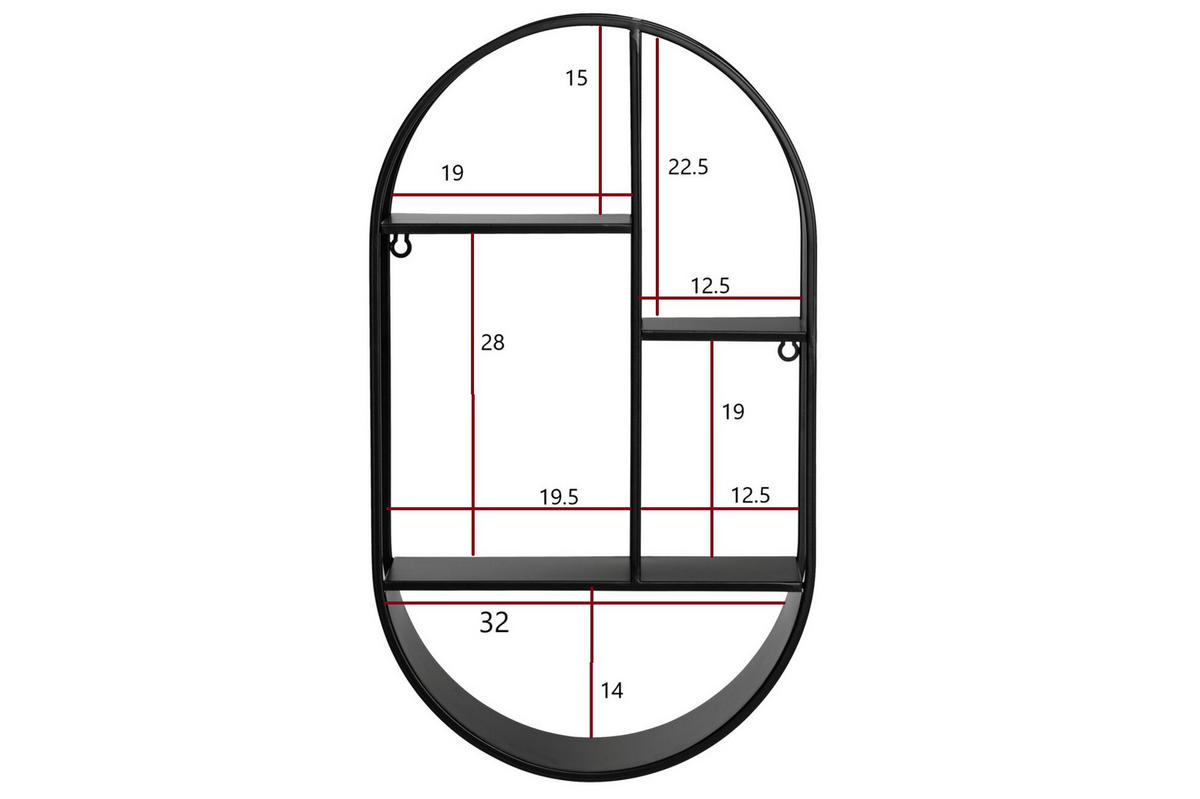 WANDREGAL Siiri 35/60 cm - Schwarz, Metall (35/60/15cm)