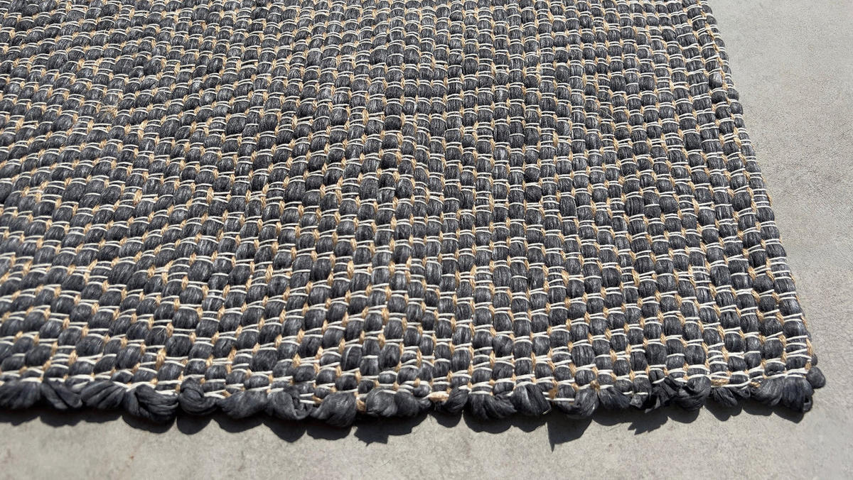 TEPPICH aus recycelten Fasern handgewebt grau - Grau, Naturmaterialien (140/200cm) - AFK Living