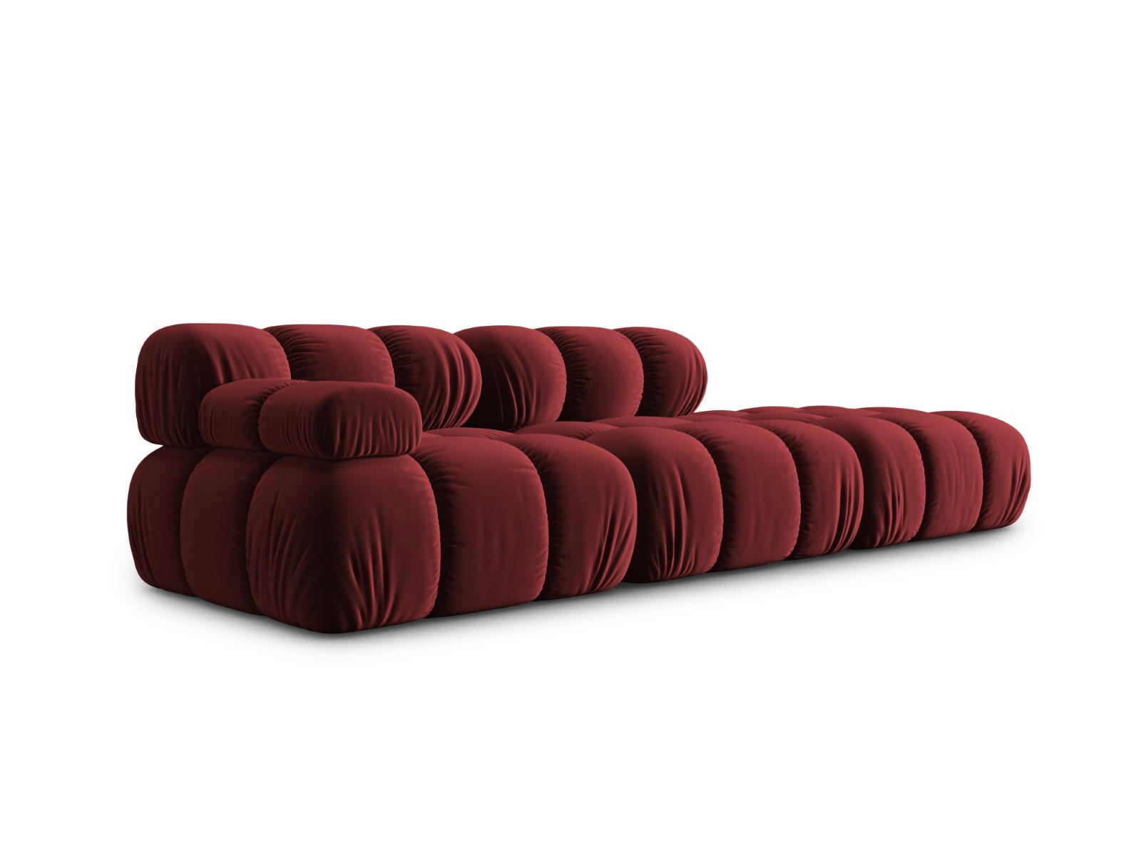 MODULARES-SOFA rechts Bellis aus Samt dunkelrot 4 Sitzplätze - Dunkelrot, Textil (94/63/282cm) - Micadoni