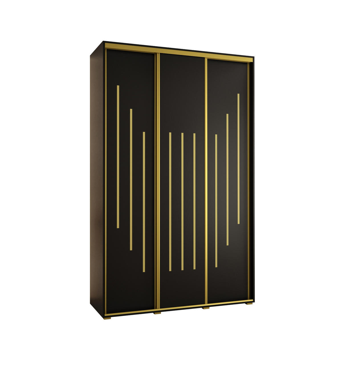 SCHWEBETÜRENSCHRANK 235,2/160/45 3-türig - Goldfarben/Schwarz, Holz/Metall (160/235/45cm) - Abiks Möbel