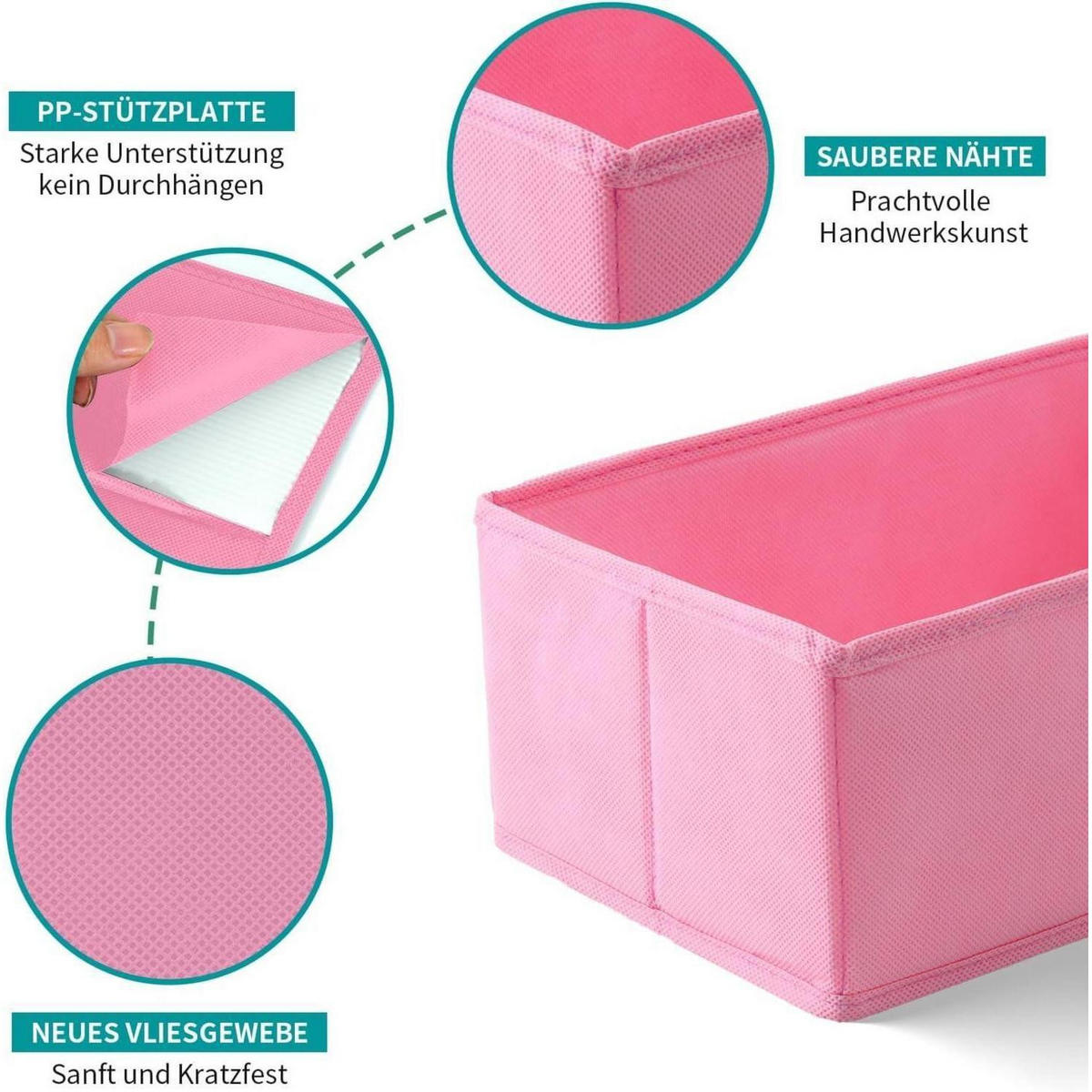 SCHUBLADEN Organizer 16er Set Grau/Rosa - Multicolor, Textil (24/11/26cm)