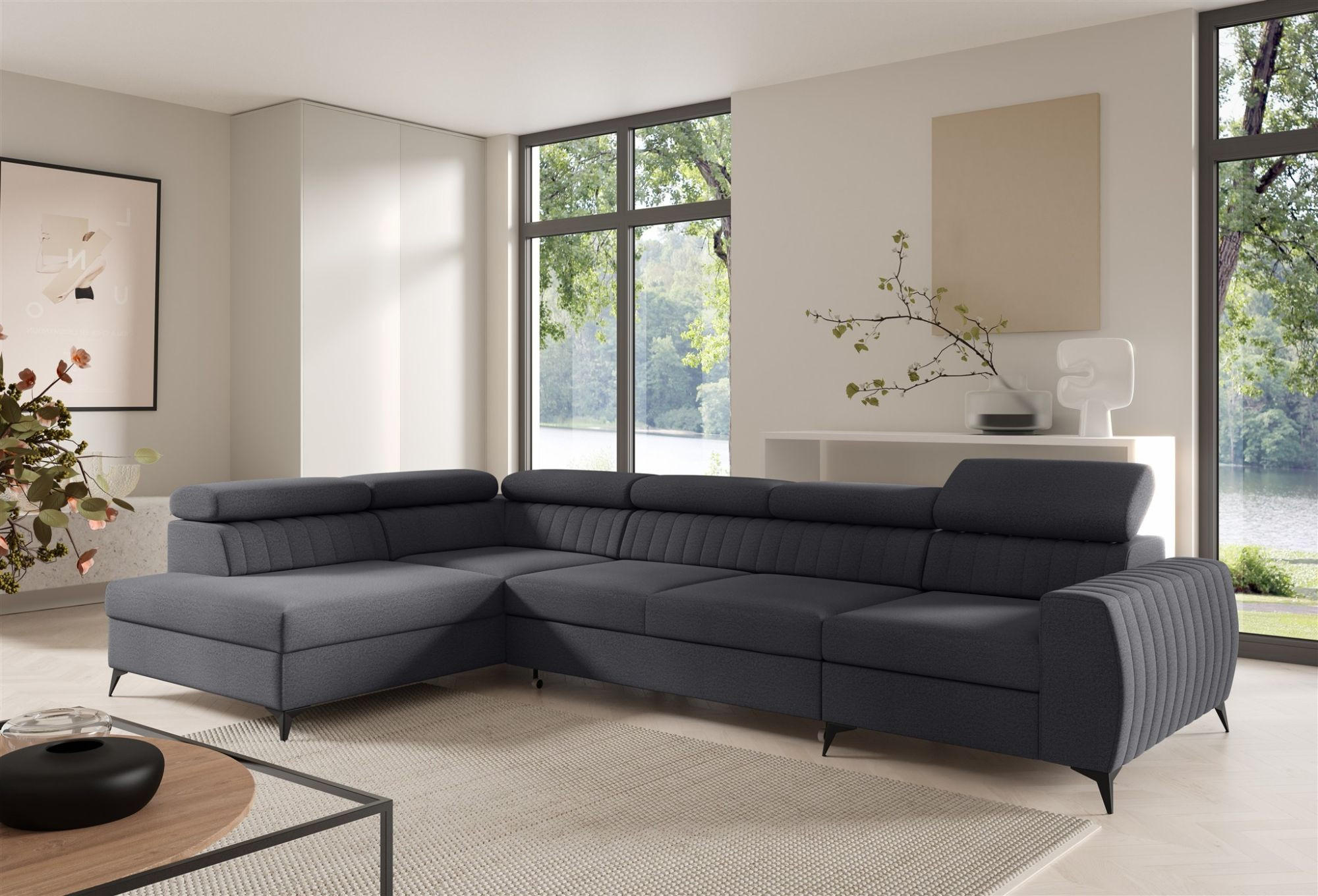 ECKSOFA Toronto Xl - Dunkelgrau, Holzwerkstoff/Textil (340/200cm) - Fun Möbel