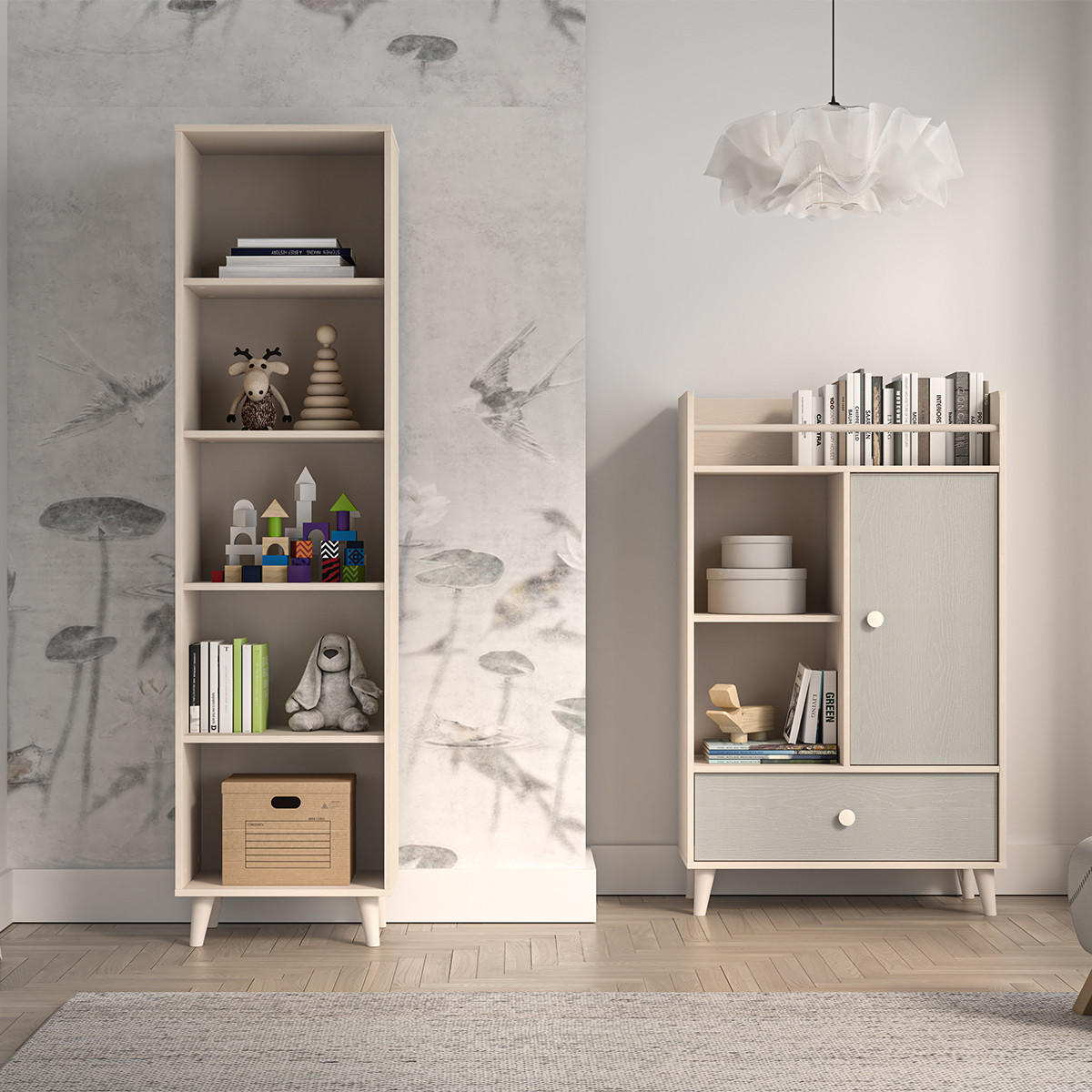 KNIHOVNA Alycia Béžová - efekt dřeva - hnědá, dřevo (50/190/40cm) - Petits-meubles