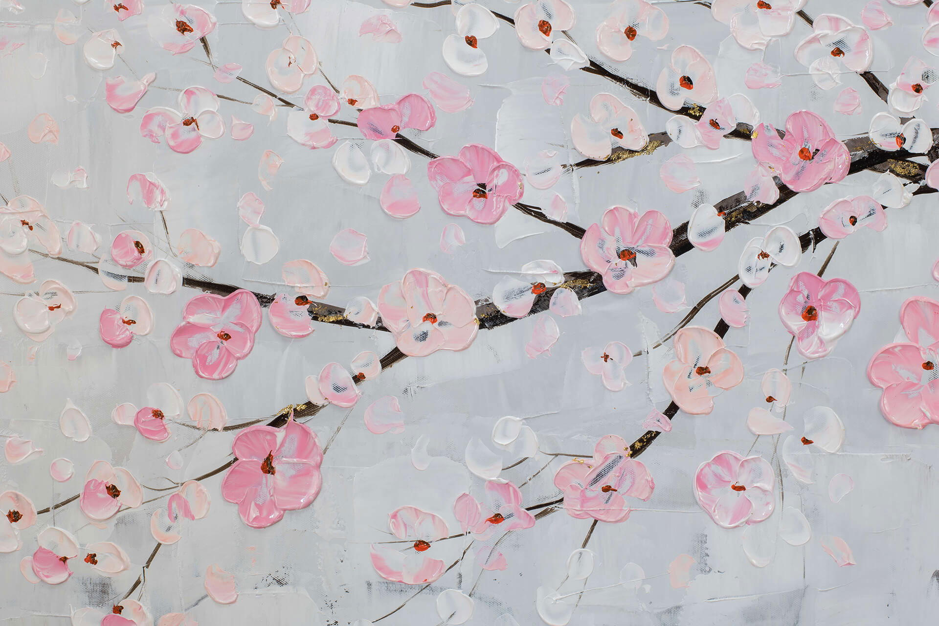 ACRYLBILD HANDGEMALT 120/60 cm - Pink/Grau, Holz/Textil (1.82/60cm) - KUNSTLOFT
