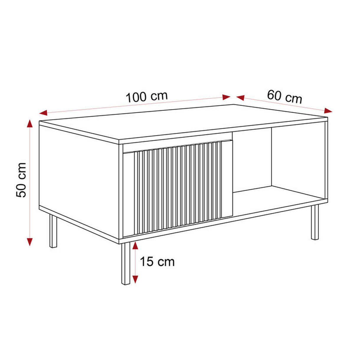 COUCHTISCH LIRA 100/60/50 cm Rechteckig, Beige - Beige/Schwarz, Holzwerkstoff/Metall (60/100/50cm) - Idohome