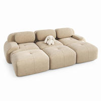 MODULARES Ecksofa aus Cordstoff in Beige 298x178x70 cm mit 32D-Schaumstoff und rutschfester Unterseite - Beige, Textil (178/298cm) - IVMEU