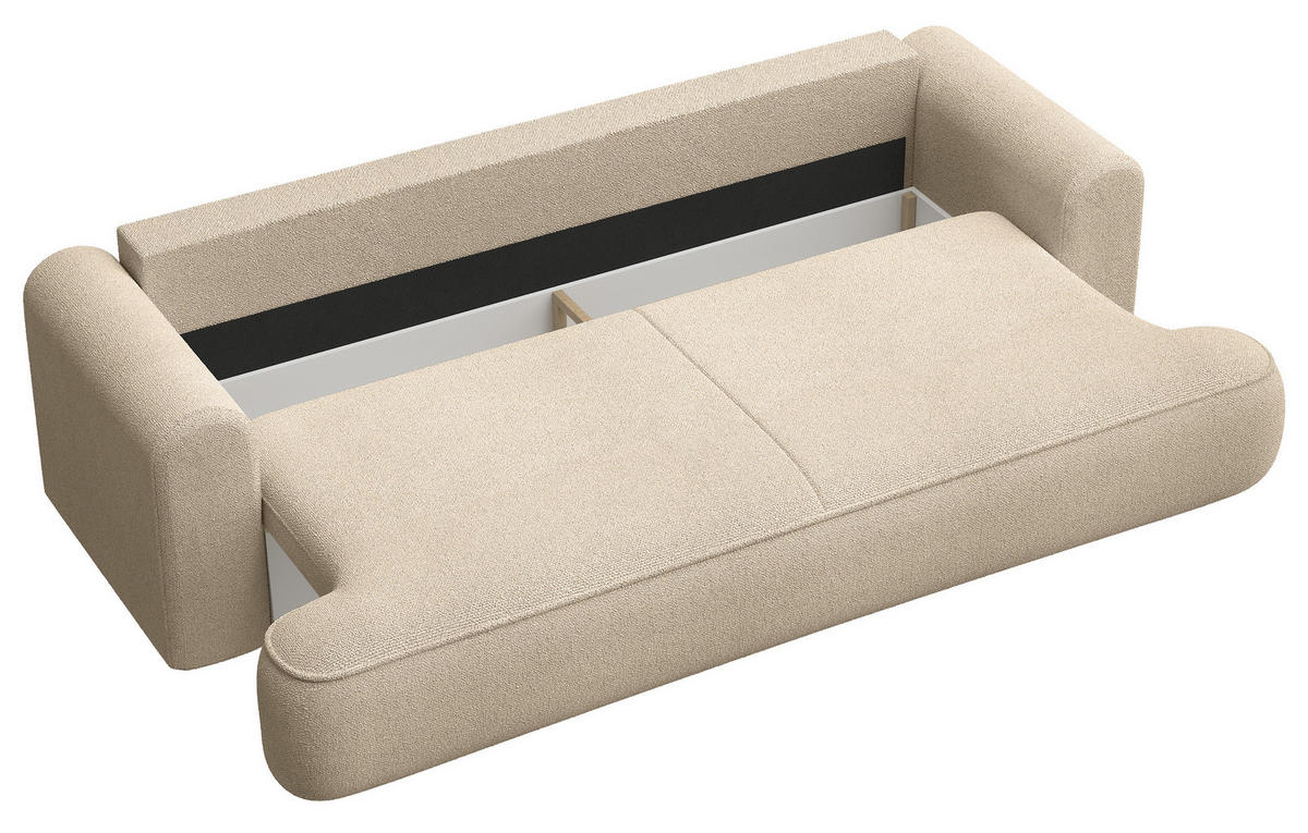 SCHLAFSOFA Ovo Hellbeige 250 cm - Ecru/Schwarz, Kunststoff/Textil (250/92/110cm) - Selsey