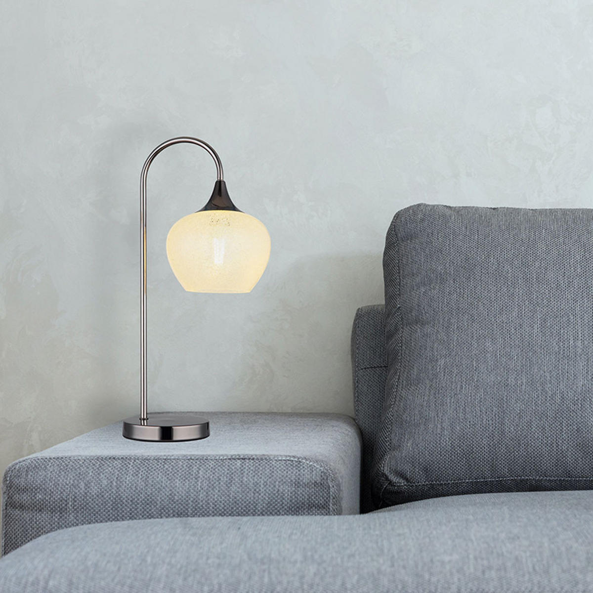 LED TISCHLEUCHTE Metall Glas Silber - Silberfarben, Glas (27.5/16/54cm) - Globo Lighting