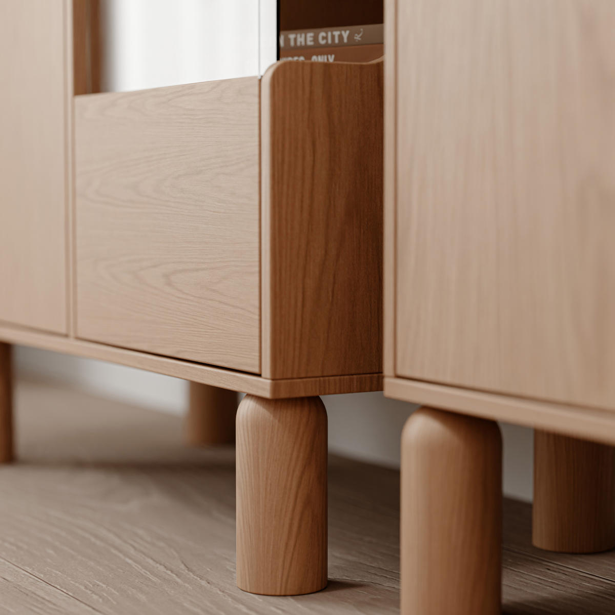 VITRINE SENA 197 cm Eiche Bookmatch - Eichefarben, Eichenholz/Holzwerkstoff (89/197/40.5cm) - Idohome