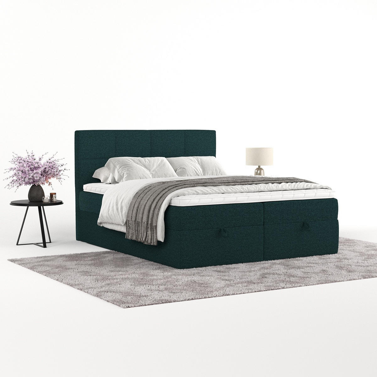 BOXBETT Velto 180/200 cm Grün im Riva Stoff - Schwarz/Grün, Holz/Holzwerkstoff (180/200cm) - AltaBeds