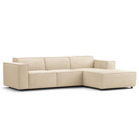 ECKSOFA mit Longchair - Beige/Schwarz, Kunststoff/Textil (260/177cm) - home24