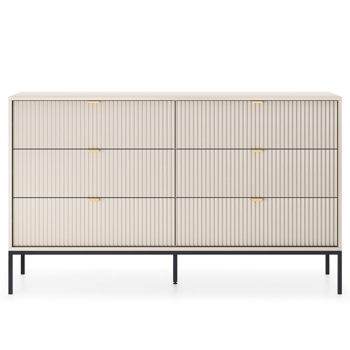 SIDEBOARD STELLARE 154/91/39cm mit 6 Schubladen Kaschmir - Kaschmir/Goldfarben, Holzwerkstoff (154/91/39cm) - MASSENO