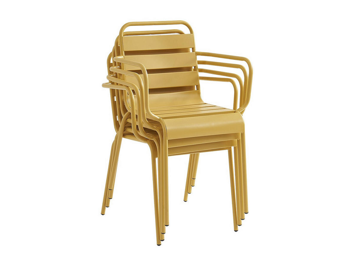 GARTENSTUHL - 56cm x 59cm - Stahl - senffarben - MIRMANDE - Gelb, Metall (56/79/59cm) - Vente-Unique