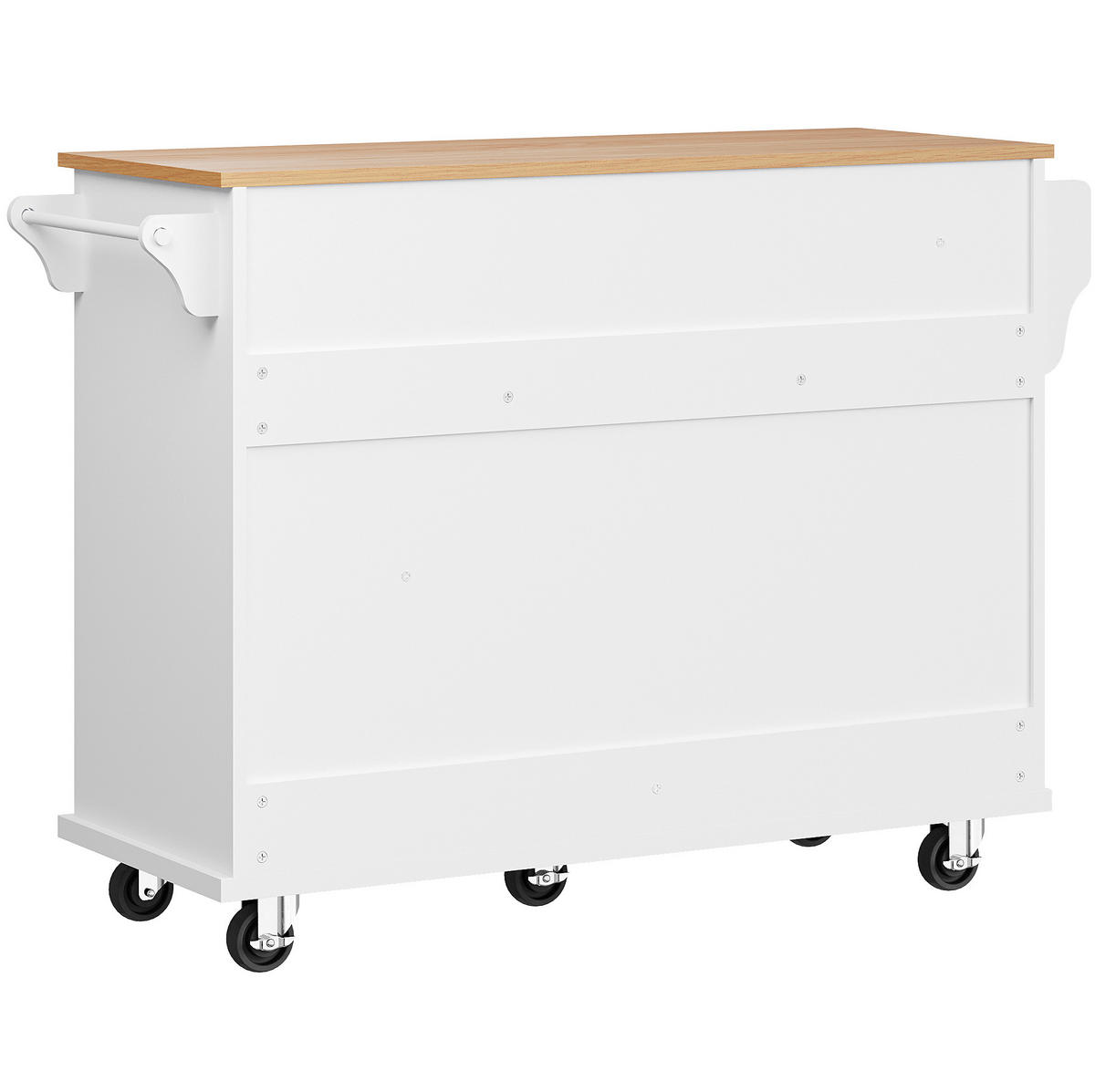 KÜCHENINSEL 134/46/92 cm weiß mit Rollen und viel Stauraum - Weiß, Holzwerkstoff (134/92/46cm) - OKWISH