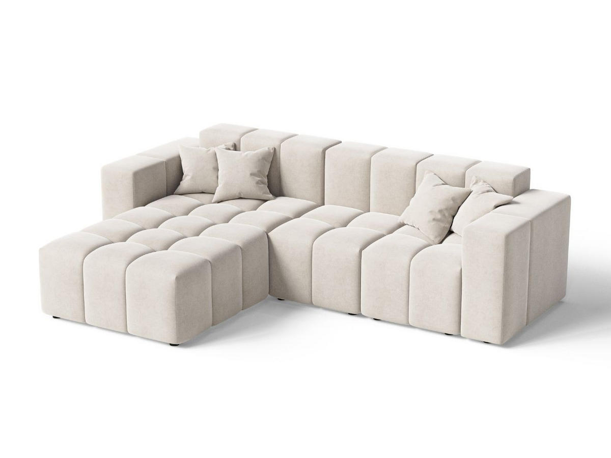 ECKSOFA Loopo Creme Links - Creme, Holz/Textil (265/180cm) - Graingold