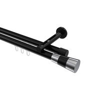 INNENLAUF-GARDINENSTANGEN-SET Siteno Tanara 160 cm, 2-läufig, 20 mm Ø Schwarz - Chromfarben/Schwarz, Metall (160cm) - INTERDECO