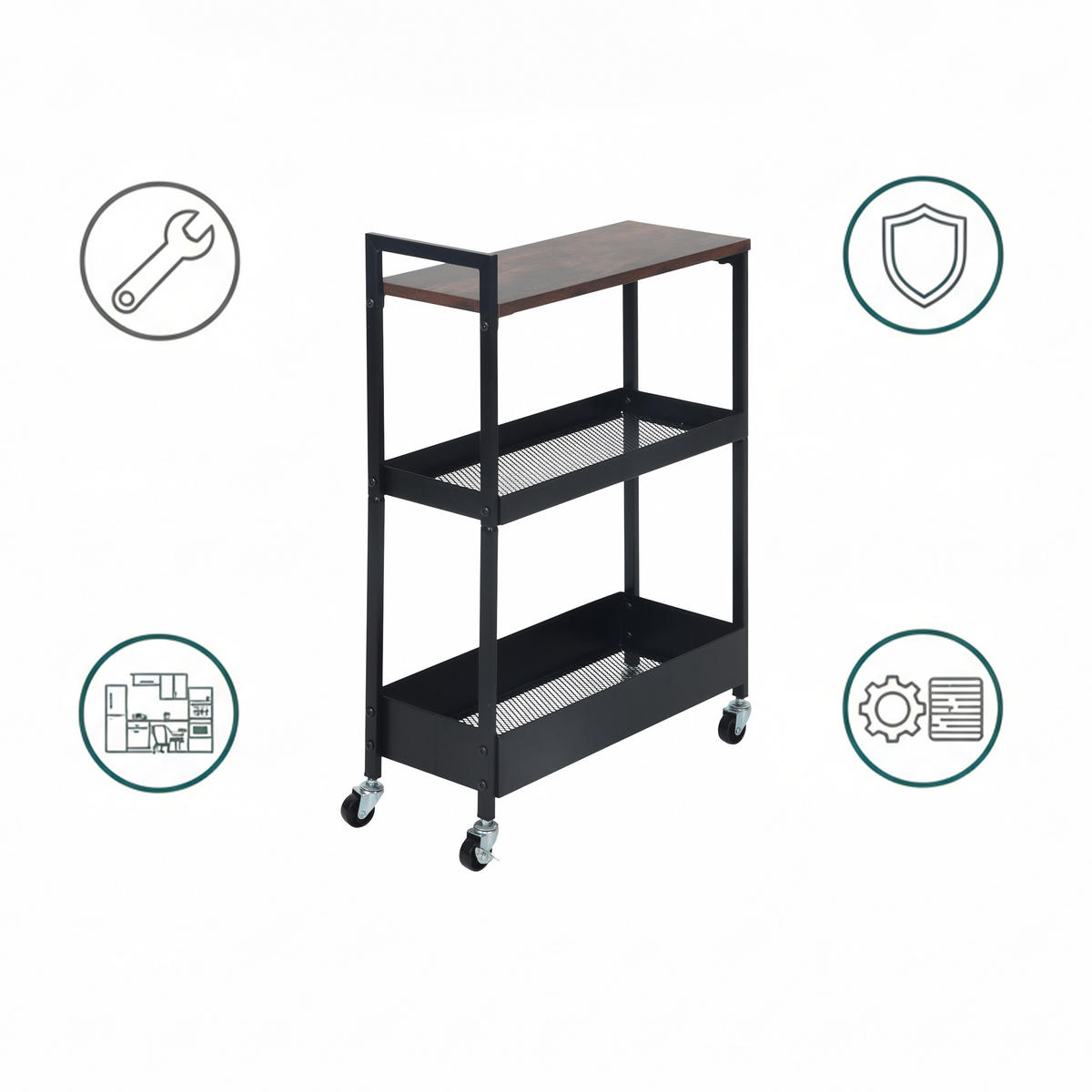 NISCHENWAGEN - Multicolor, Holzwerkstoff/Metall (20/70/50cm) - Relaxdays