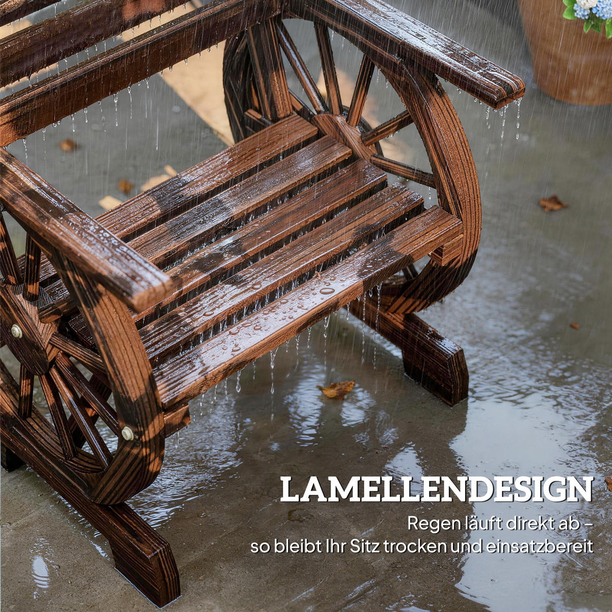 GARTENSTUHL Kiefernholz Tannenholz Verkohlt - Braun, Holz (55/90/66cm) - Outsunny