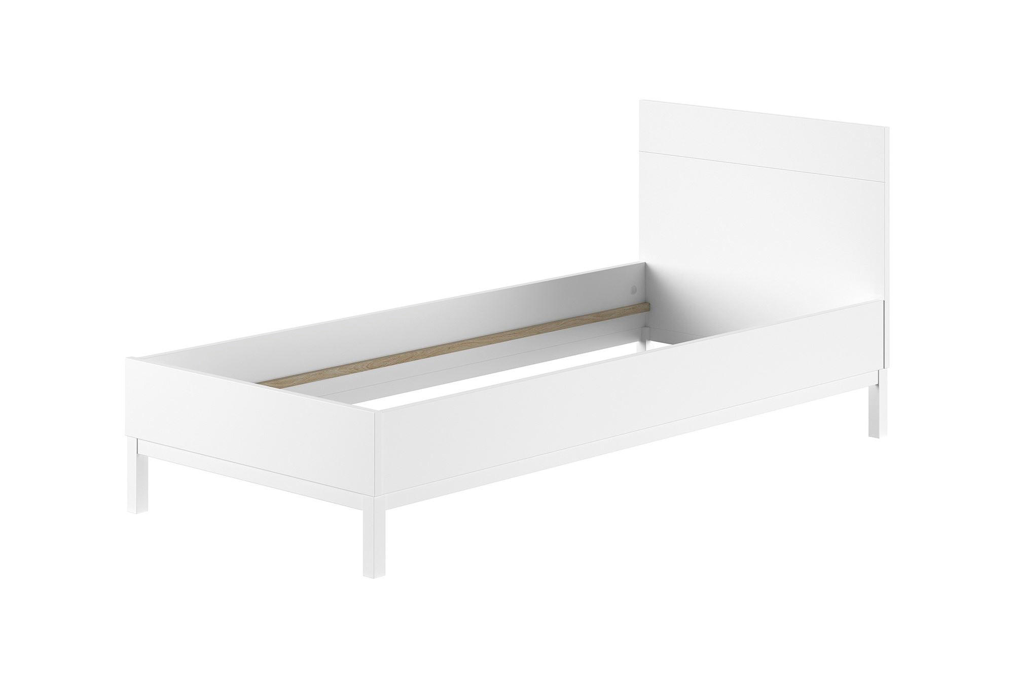 EINZELBETT 90x200 MDF Kiefer weiß robust stabil pflegeleicht - Weiß, Holz (90/200cm) - 58aufmkessel
