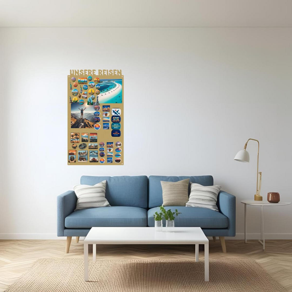 MAGNETTAFEL Unsere Reisen Goldfarben 50x85 cm - Goldfarben, Metall (50/85/0.7cm) - ANWICAR
