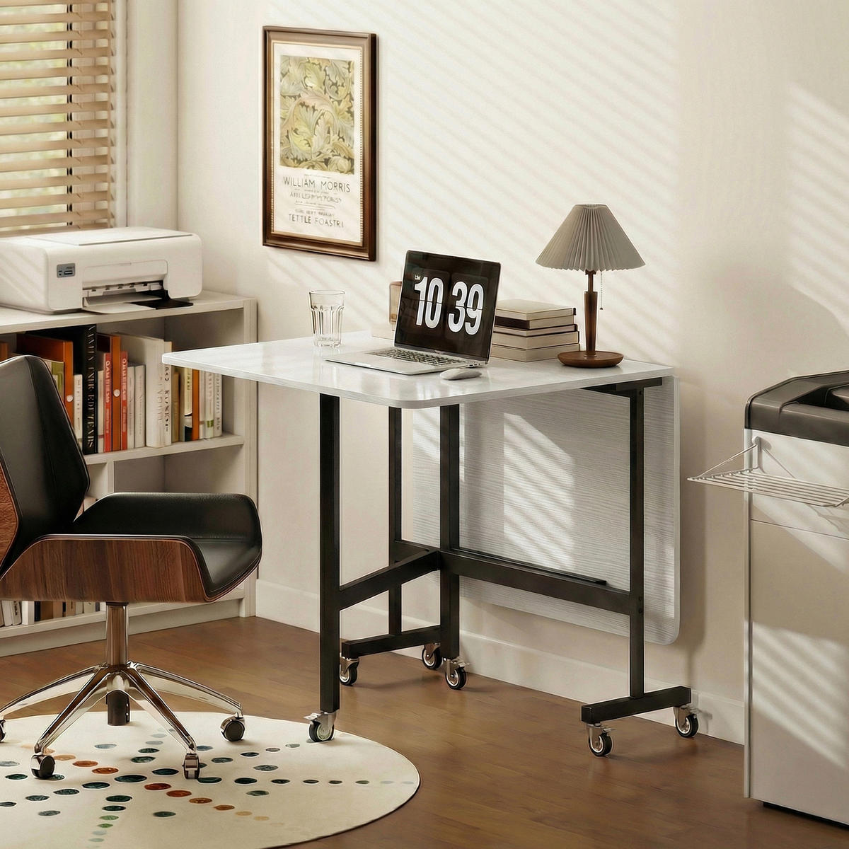 ESSTISCH Spanplatte Stahl Weiß - Eichefarben/Schwarz, Holzwerkstoff/Metall (120/80/73cm) - HOMCOM