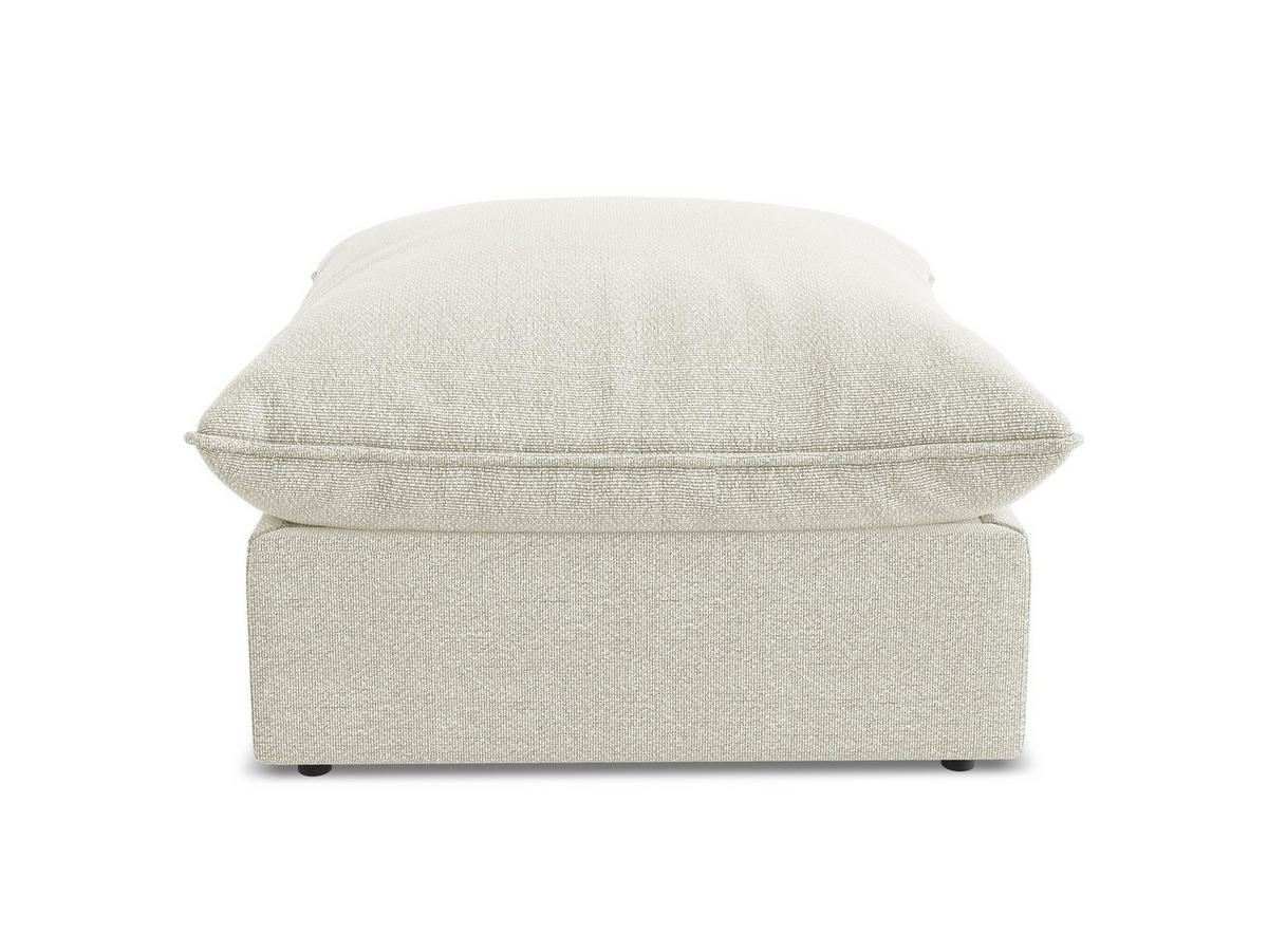 POUF Bouclé Stoff Beige - Sandfarben/Schwarz, Holzwerkstoff/Kunststoff (75/45/75cm) - Makamii
