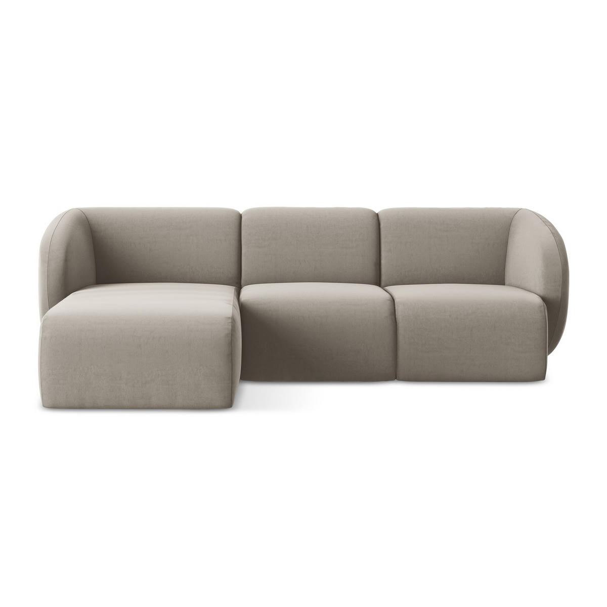 ECKSOFA Links Samt Stoff Grau - Taupe/Schwarz, Holzwerkstoff/Kunststoff (248/166cm) - LaMiaSofa