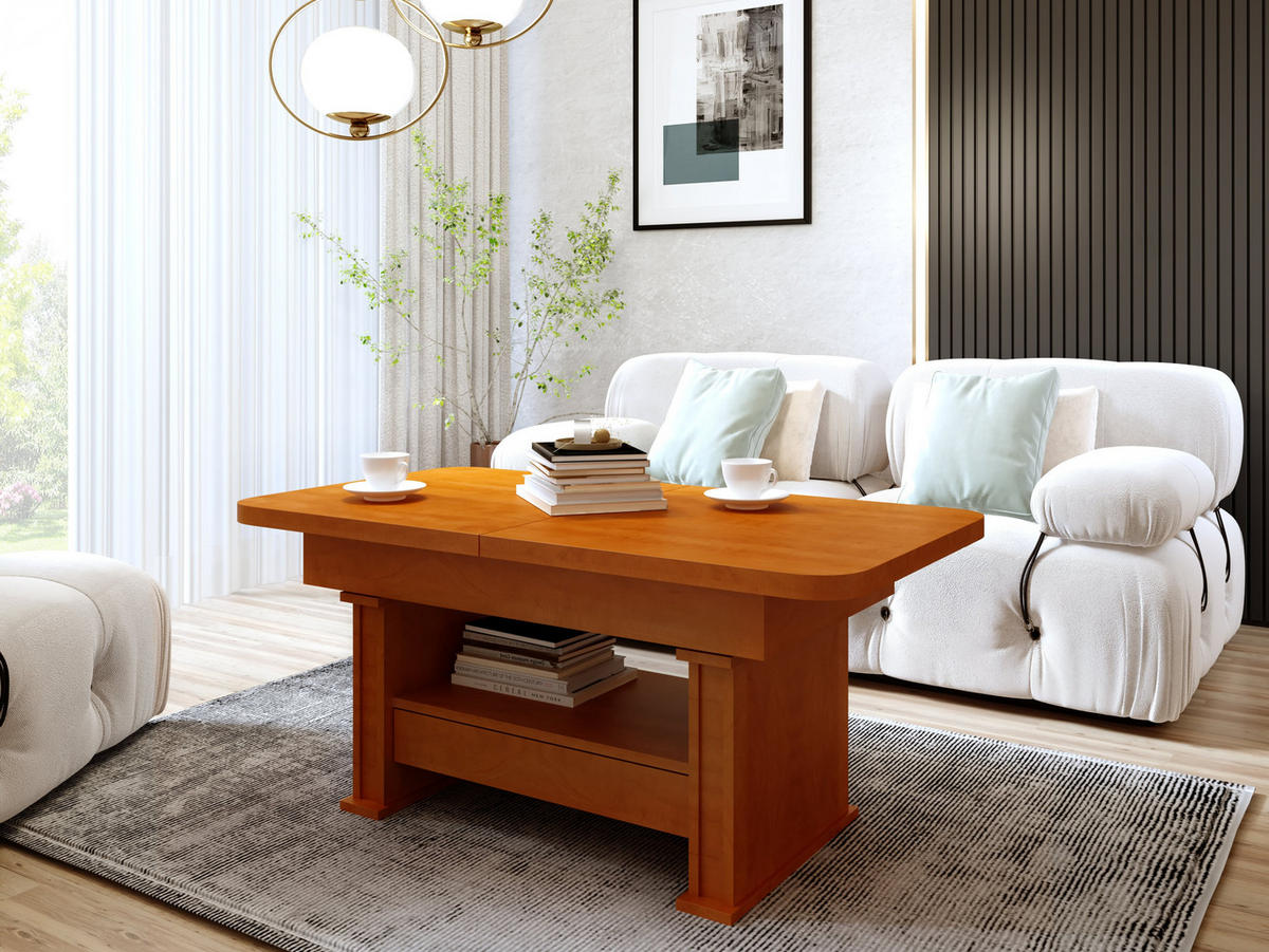 COUCHTISCH rechteckig Kirschbaum ausziehbar höhenverstellbar - Kirschbaumfarben, Holzwerkstoff (70/120/60cm) - designimpex