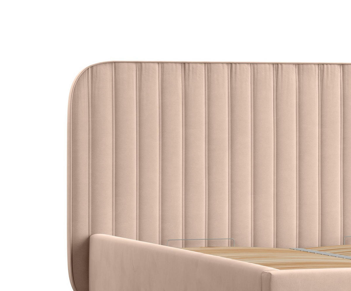 POLSTERBETT Noto Warmes Beige 120/200 cm im Samtstoff - Beige/Naturfarben, Holz/Holzwerkstoff (120/200cm) - Maison de Reve