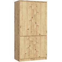 KLEIDERSCHRANK S90 4D, Artisan, 90x51x180 cm - Eiche Artisan, Holz (51/180/90cm) - Milordbikes