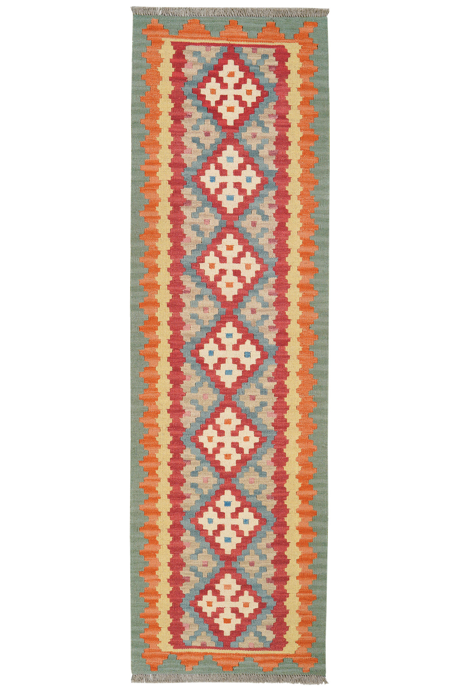 HANDWEBTEPPICH Kelim Gashgai Rot 200/60 cm Schurwolle - Rot, Textil (60/200cm) - Looma