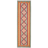 HANDWEBTEPPICH Kelim Gashgai Rot 200/60 cm Schurwolle - Rot, Textil (60/200cm) - Looma