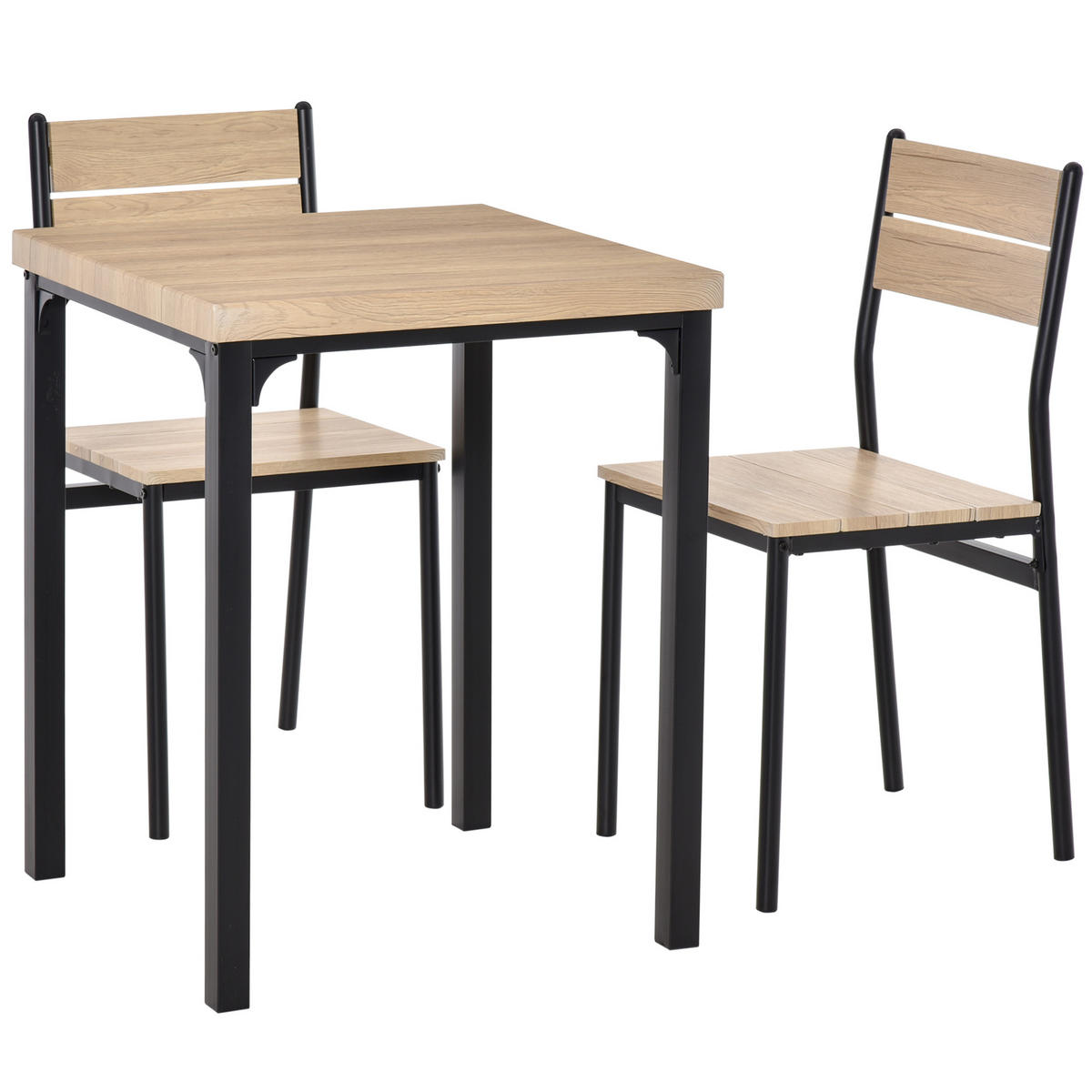 ESSTISCH-SET DE-10099 3-teilig, platzsparend Schwarz - Naturfarben, Metall (60/76/60cm) - ComfortXL