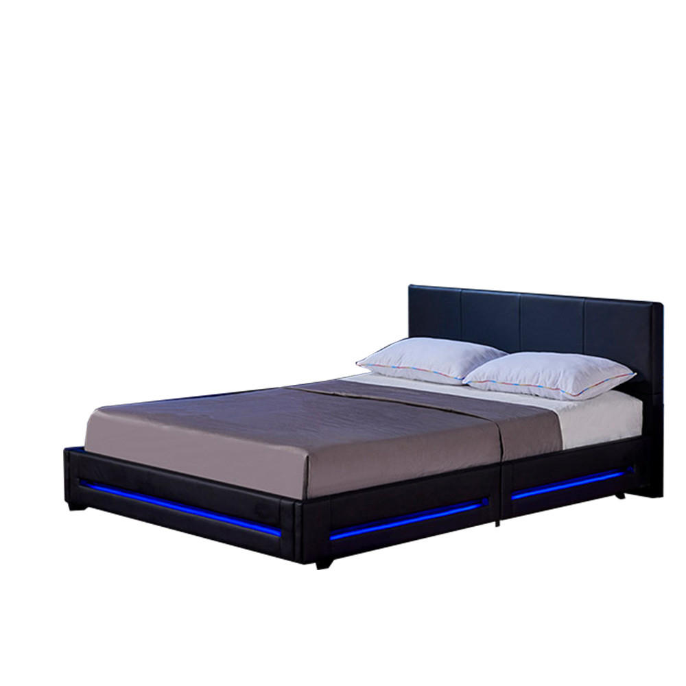 LED Bett ASTEROID - 180 x 200 cm Schwarz - Schwarz, Kunststoff - Home Deluxe
