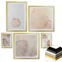 WANDBILDER 5er Set - 50x50 cm & 20x30 cm & 40x60 cm Goldrahmen - Designabstraktion, Naturinspiration - Goldfarben, Kunststoff (40/60cm) - ArtPrintCave