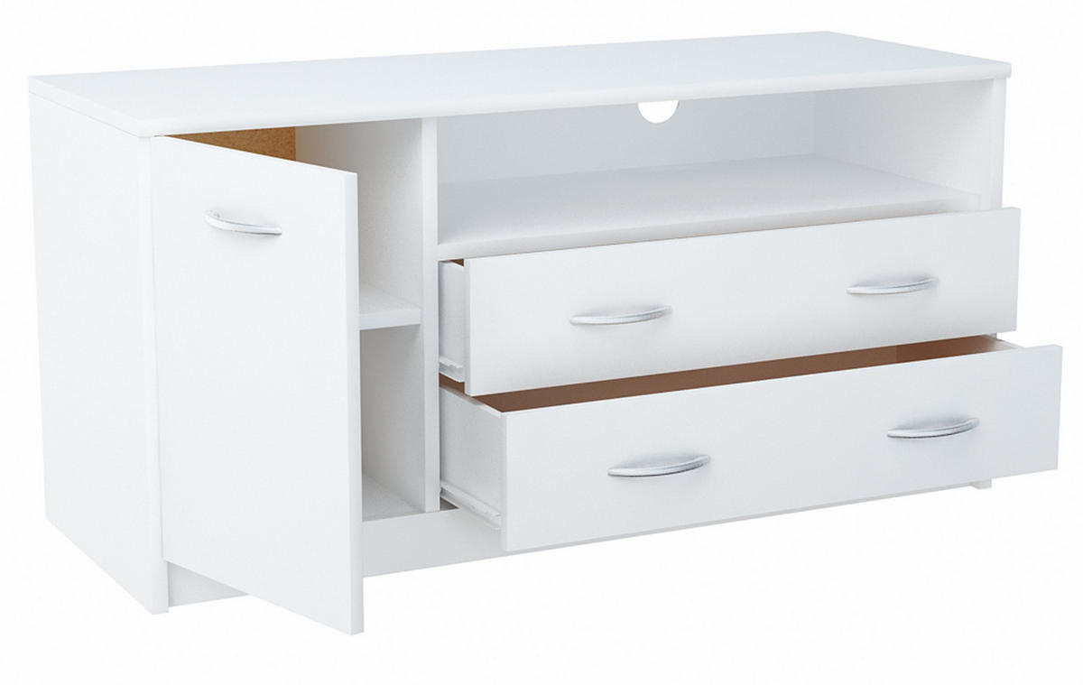 FERNSEHKOMMODE 1D2S Weiß 110/41/55 cm - Weiß, Holzwerkstoff (110/55/41cm) - Matkam Möbel