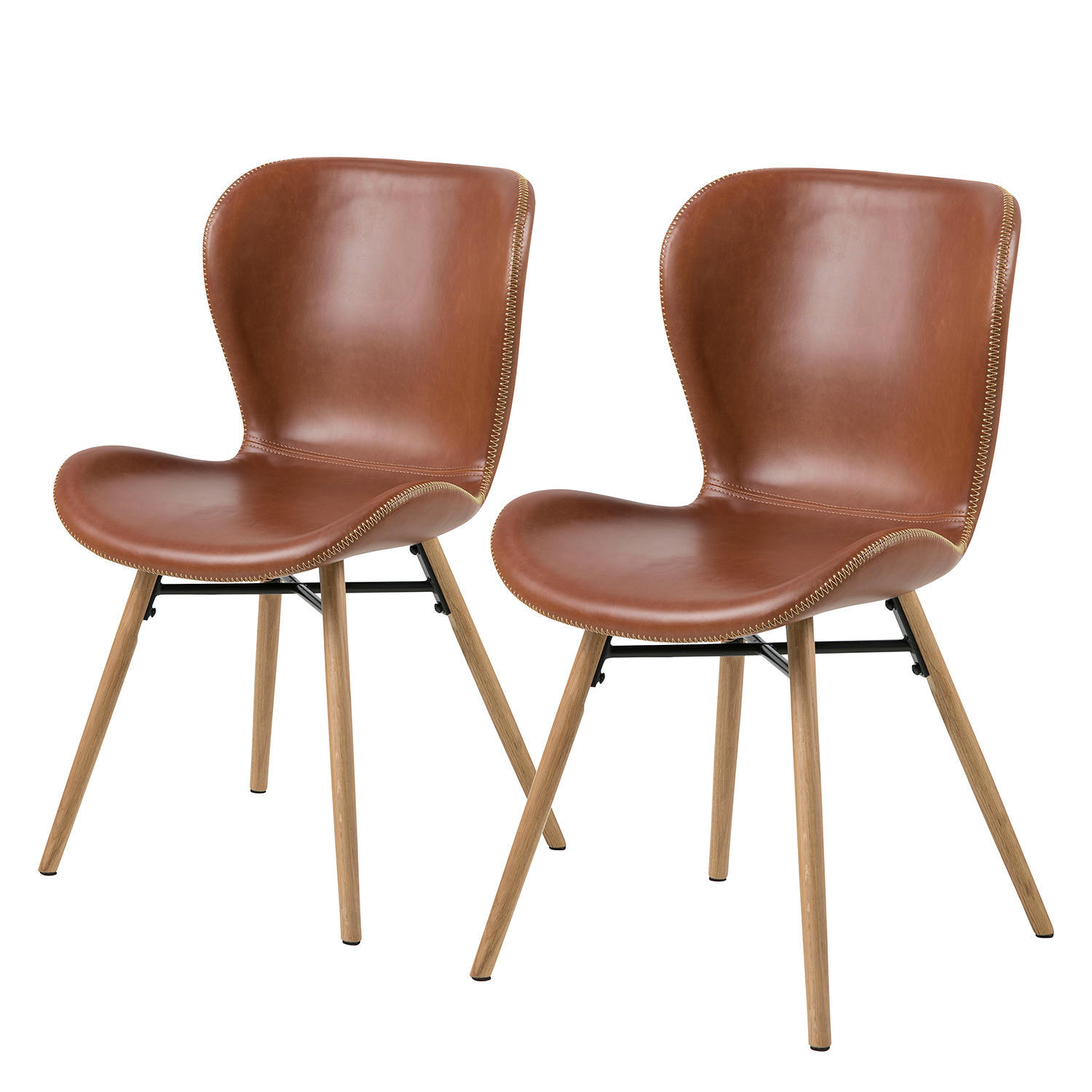 POLSTERSTUHL - Cognac/Eichefarben, Eichenholz/Holz (47/83/53cm) - home24