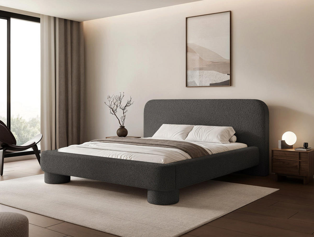 POLSTERBETT mit Bettkasten Fredo 180x200 cm - Dunkelgrau, Holzwerkstoff/Textil (180/200cm) - Selsey