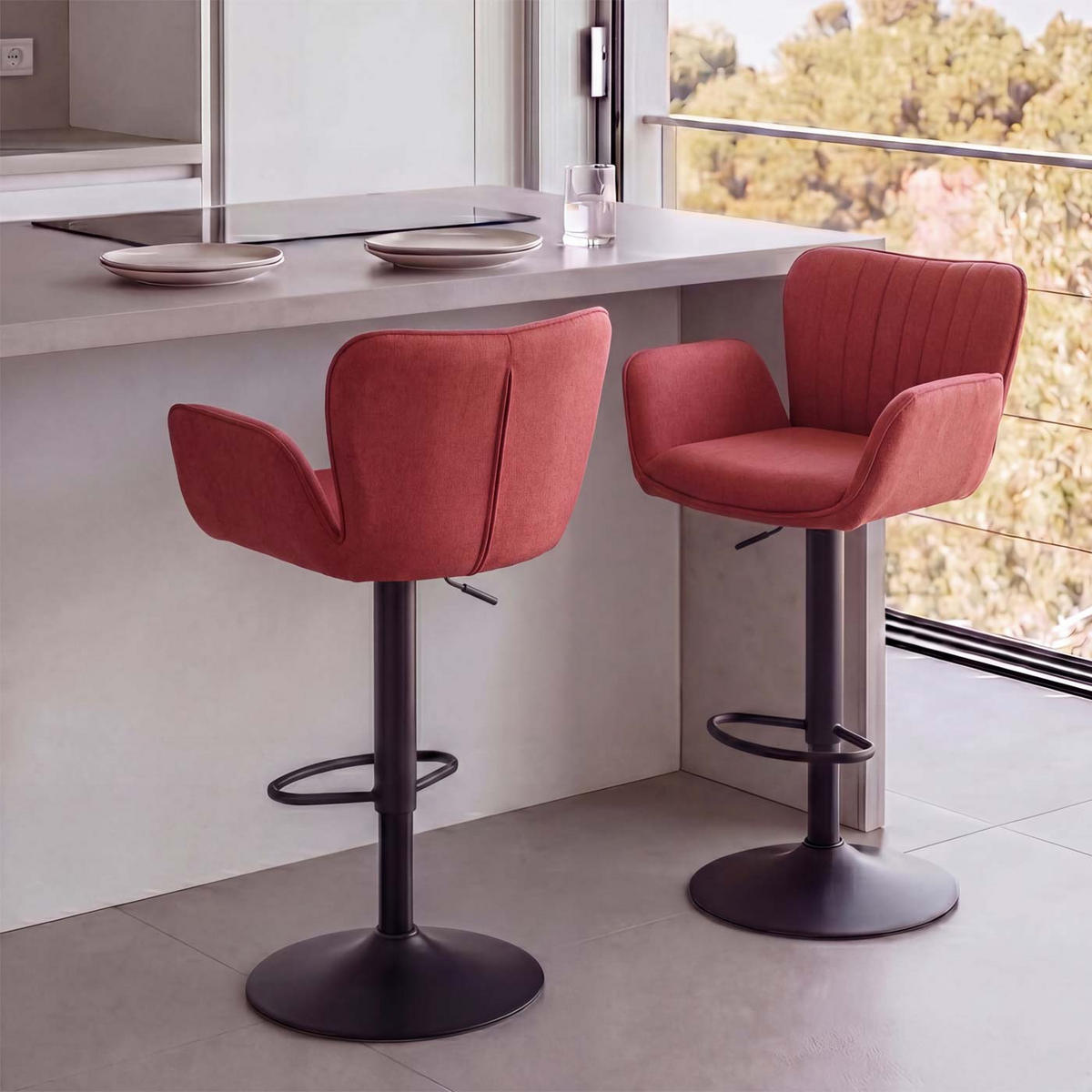 BARHOCKER Rot - Rot, Textil (50/110/45cm) - MCW