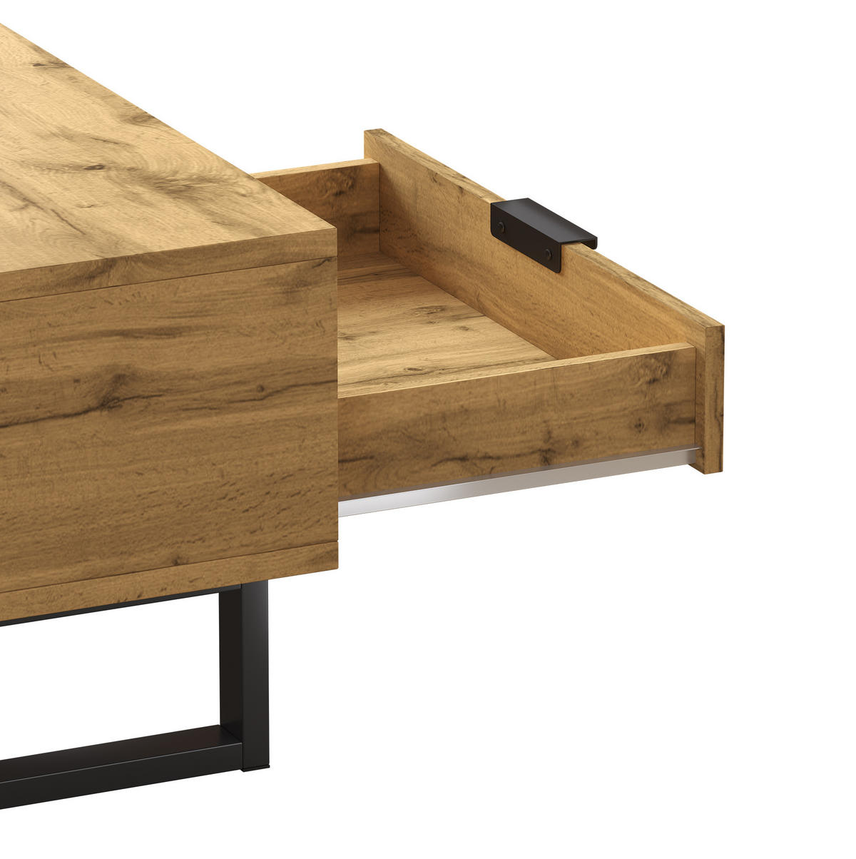COUCHTISCH 100/50/40 cm mit 3 offenen Fächern und Schublade in Natur/Schwarz - Naturfarben, Holzwerkstoff (100/50/40cm) - Flora Grace