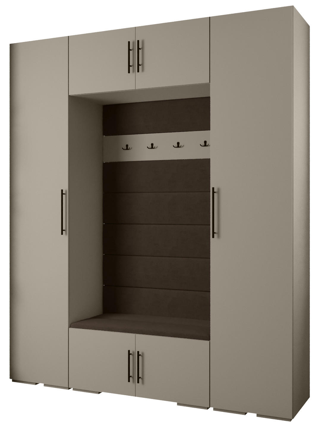 Abiks Möbel Garderoben-Set Kaschmir, Braun, Schwarz 200x236.7x47 cm