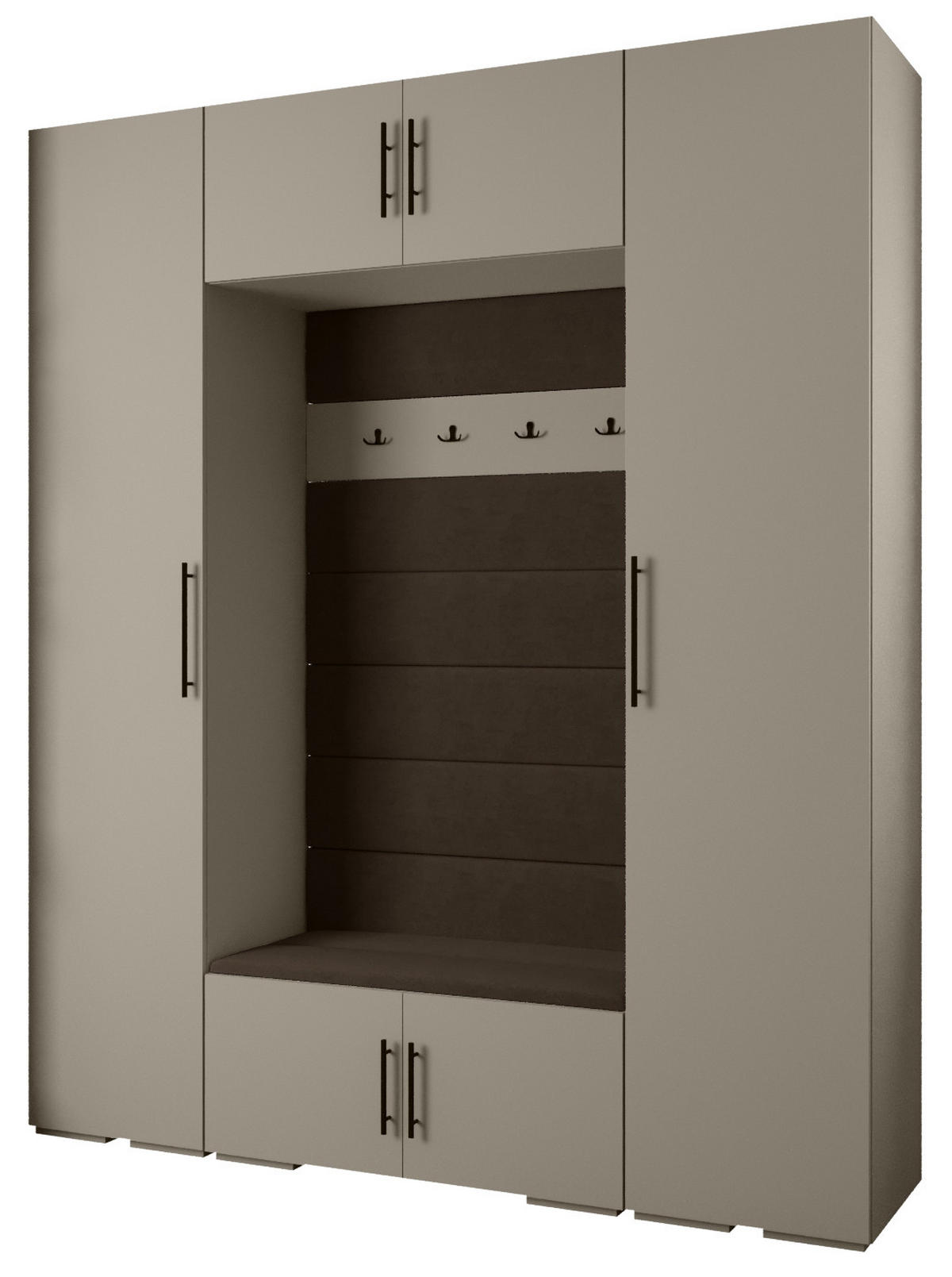 GARDEROBEN-SET 236,7/200/47 - Kaschmir/Schwarz, Holz/Kunststoff (200/236.7/47cm) - Abiks Möbel