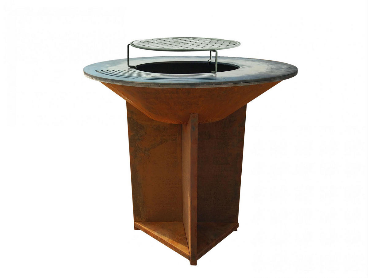 HOLZKOHLEGRILL Feuerschale Braun inkl. Schutzhülle - Braun, Metall (98/100/98cm) - Purline