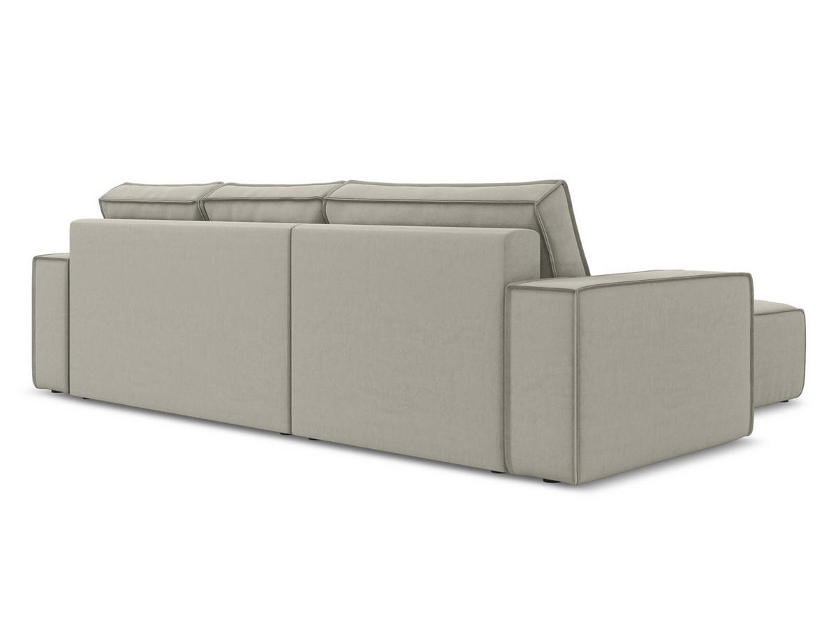 ECKSOFA mit Schlaffunktion Samt Stoff Creme - Perlmutt/Creme, Kunststoff/Textil (185/290cm) - Makamii