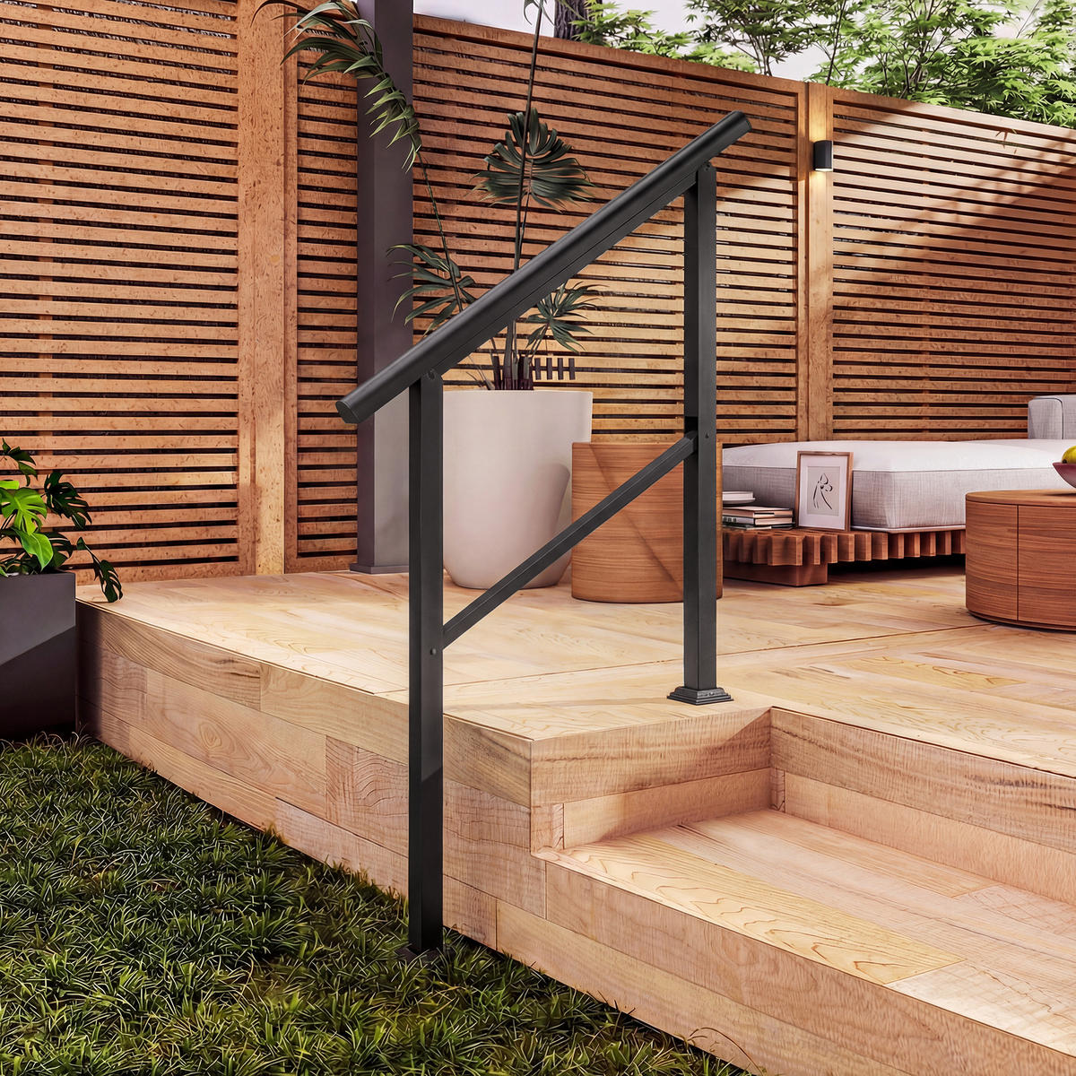 TREPPENGELÄNDER Winkelverstellbar aus Metall Schwarz - Schwarz, Metall (95/5/102cm) - Outsunny