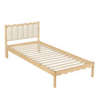 KINDERBETT 90/200 cm aus Holz mit gepolstertem PU-Kopfteil Beige/Natur - Beige, Holz (90/200cm) - Modenvie