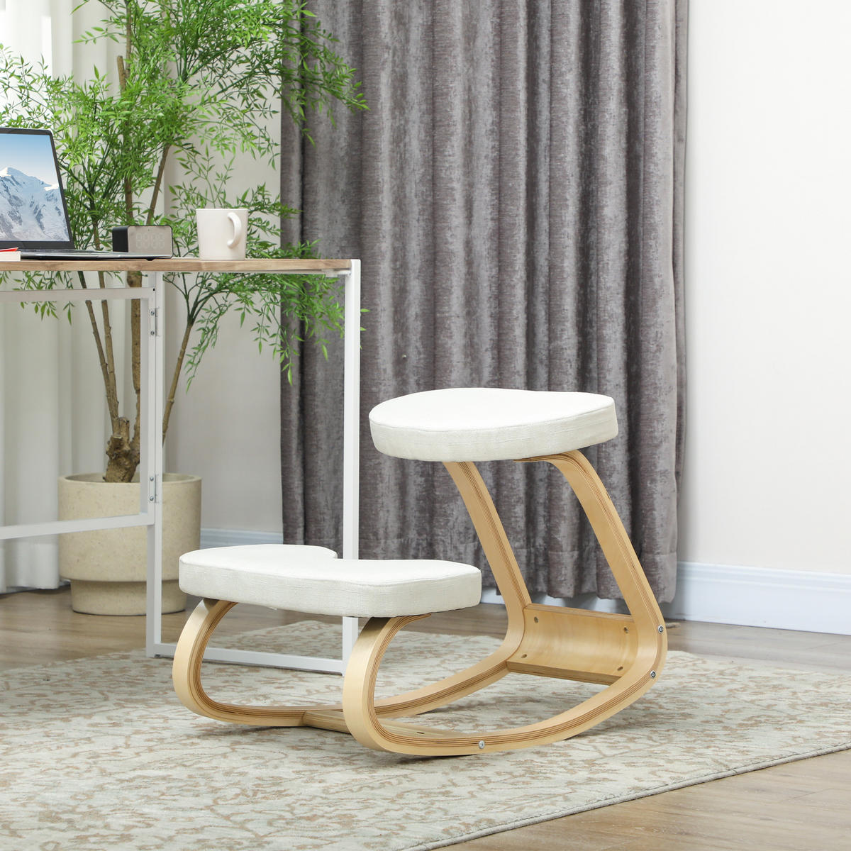 KNIESITZ DE-11774 50/73/55 cm Creme - Creme, Holz (50/55/73cm) - ComfortXL