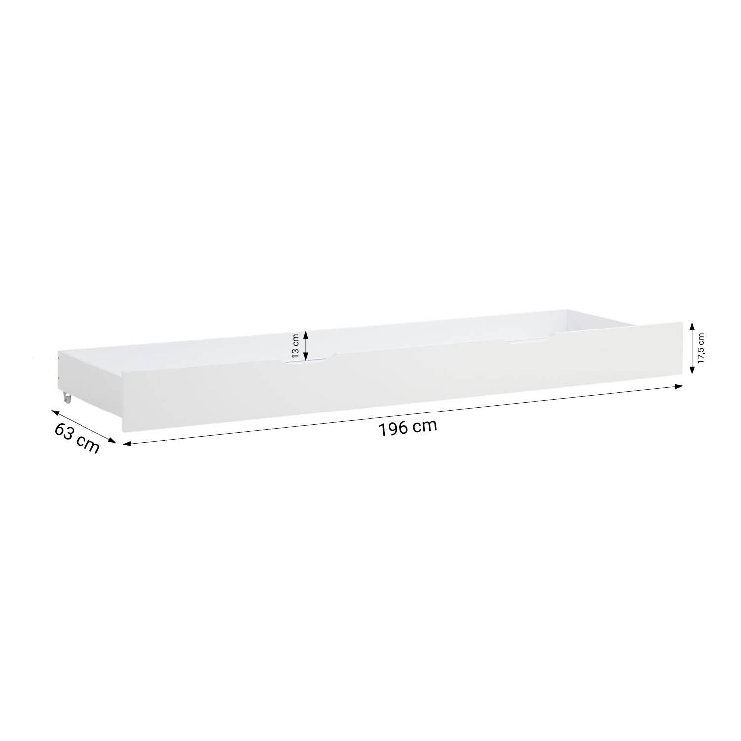 BETTSCHUBKASTEN Weiß 196/17,5/63 cm - Weiß, Holz - Homestyle4u