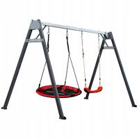 KINDERSCHAUKEL feuerverzinktes Schaukelgestell Doppel - Rot, Metall (250/173cm) - Potenza